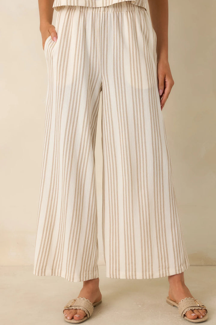 Z Supply Scout Ivory & Tan Cotton Knit Stripe Pants