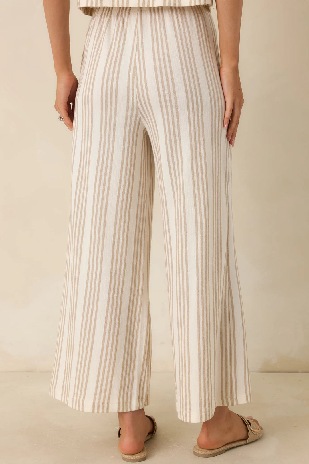Z Supply Scout Ivory & Tan Cotton Knit Stripe Pants