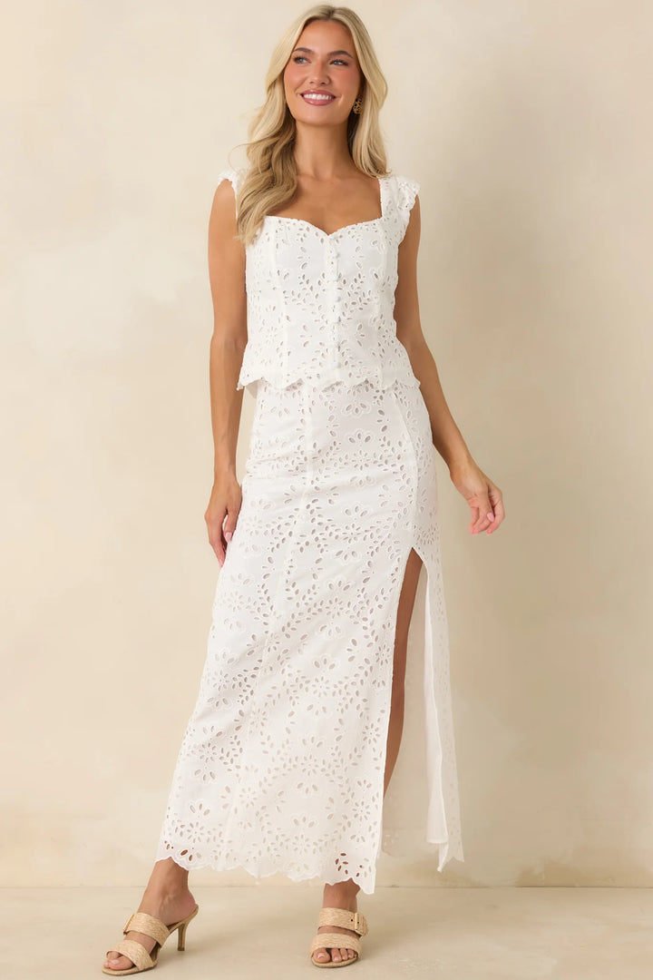 Z Supply Emrie White Eyelet Cropped Top