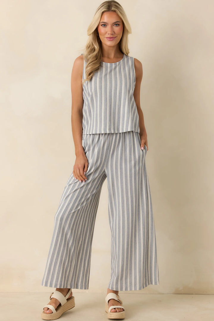 Z Supply Sloane Grey & White Cotton Knit Stripe Top