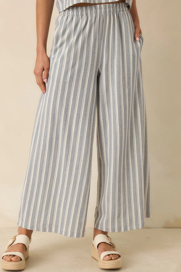 Z Supply Scout Grey & White Cotton Knit Stripe Pants