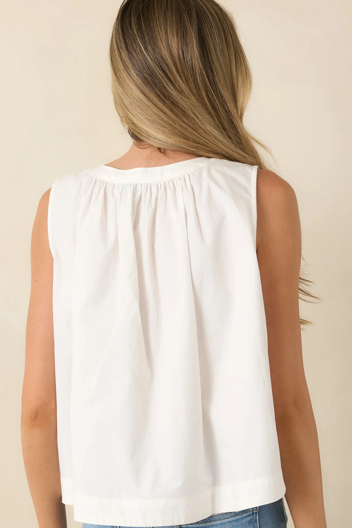 Prosperina Mara White Cotton Sleeveless Blouse