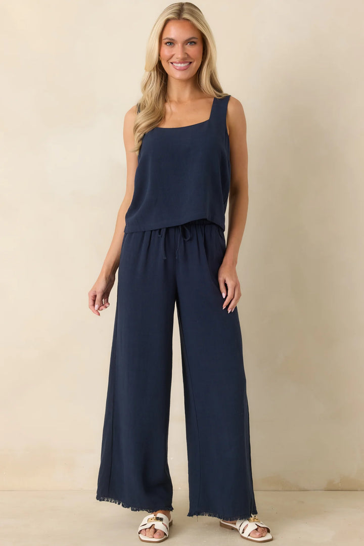 Z Supply Soren Navy Blue Linen Pants