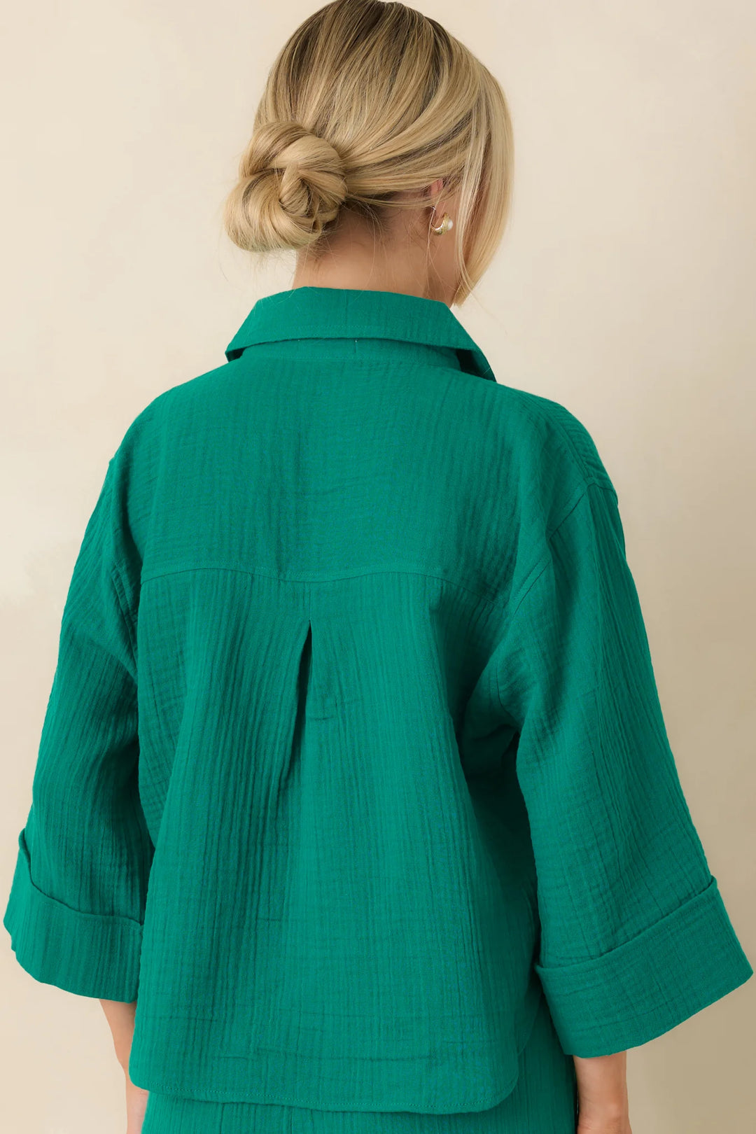 Z Supply Helena Rainforest Green Airy Cotton Gauze Button Up