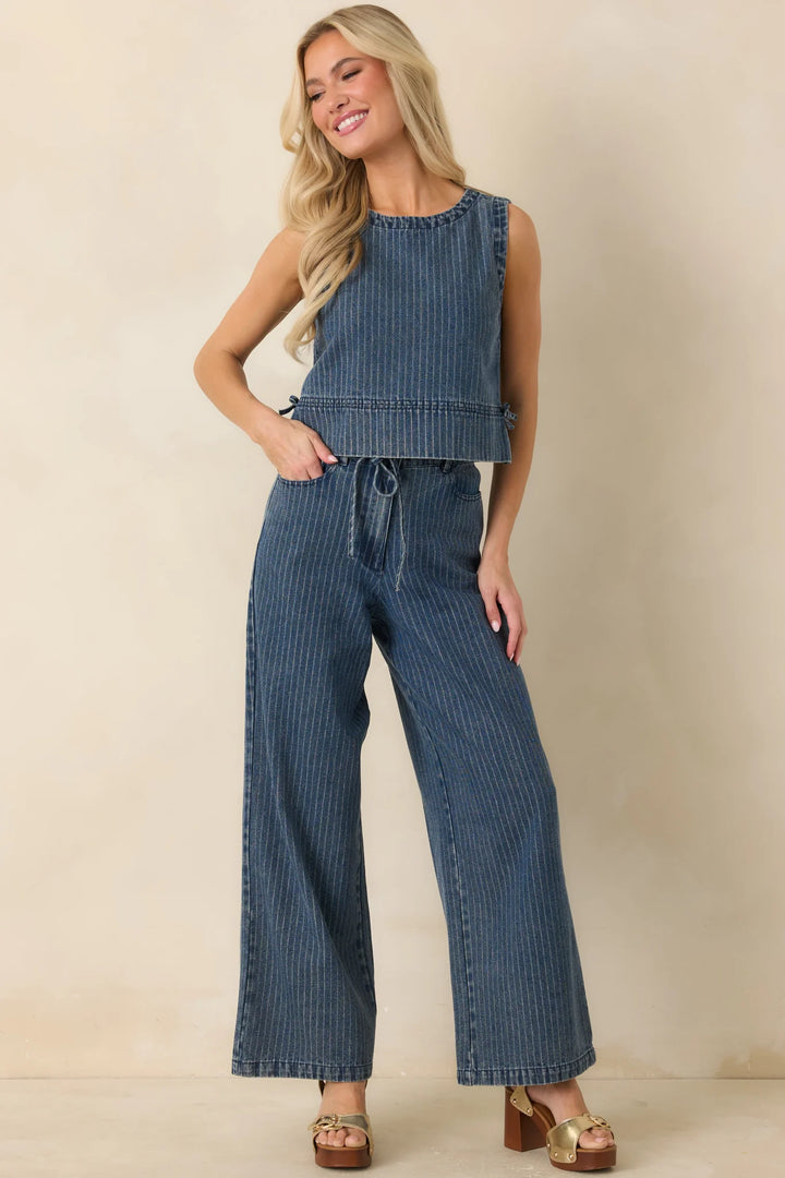 The County Line Indigo Stripe Cotton Denim Tank