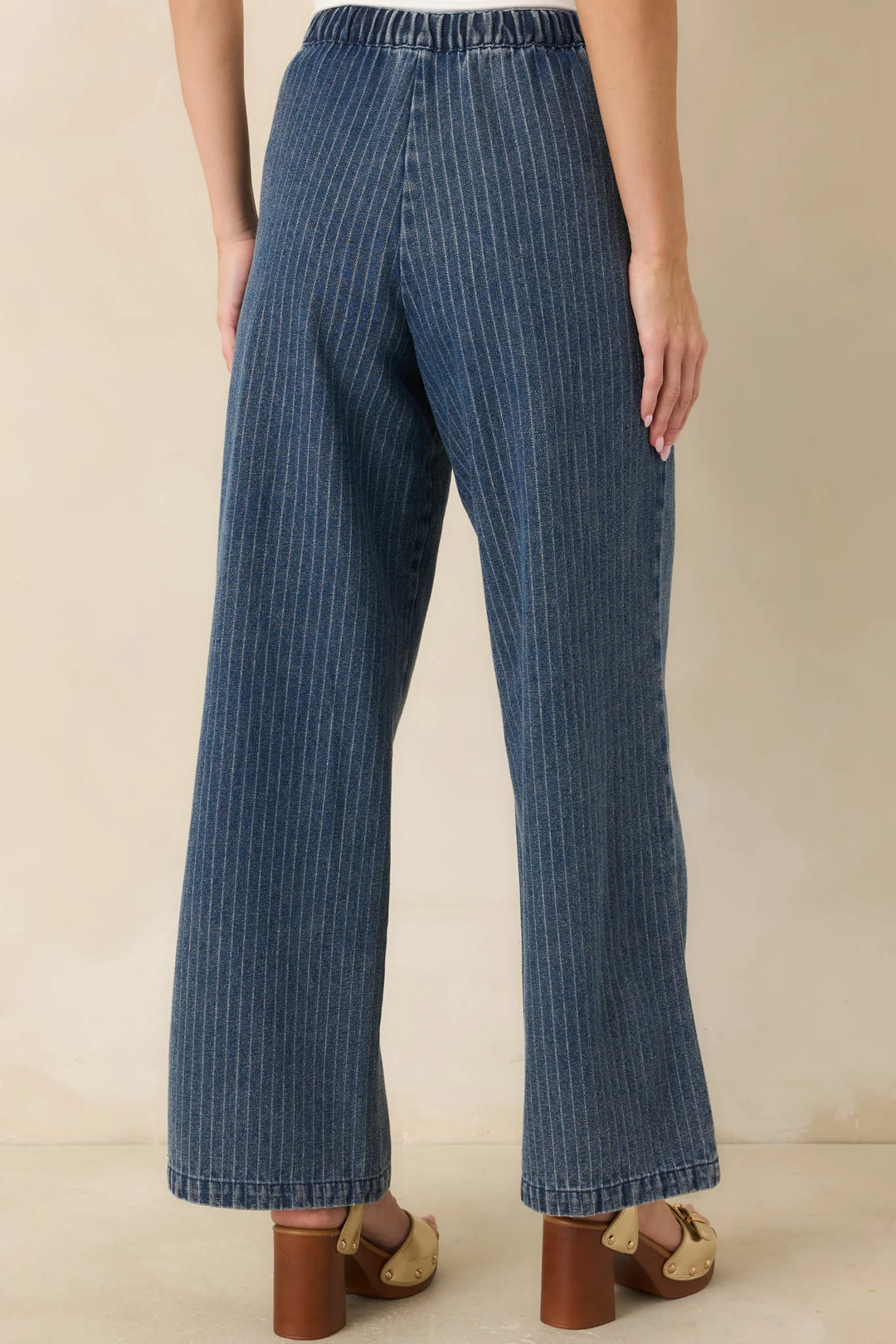 The County Line Indigo Stripe Cotton Denim Drawstring Pants