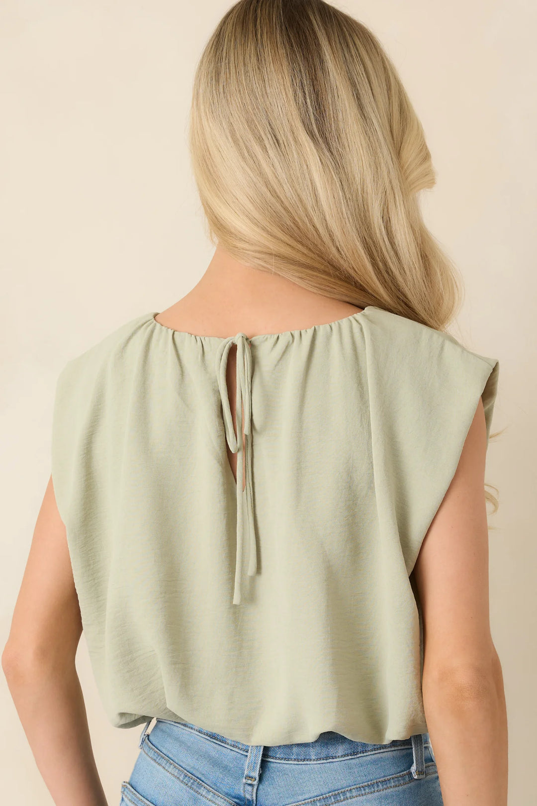 Ebb and Flow Sage Green Blouson Crop Top
