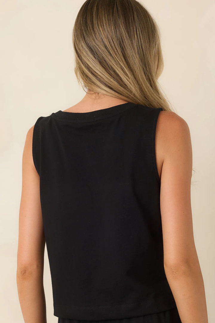 Z Supply Sloane Black Cotton V-Neck Jersey Top