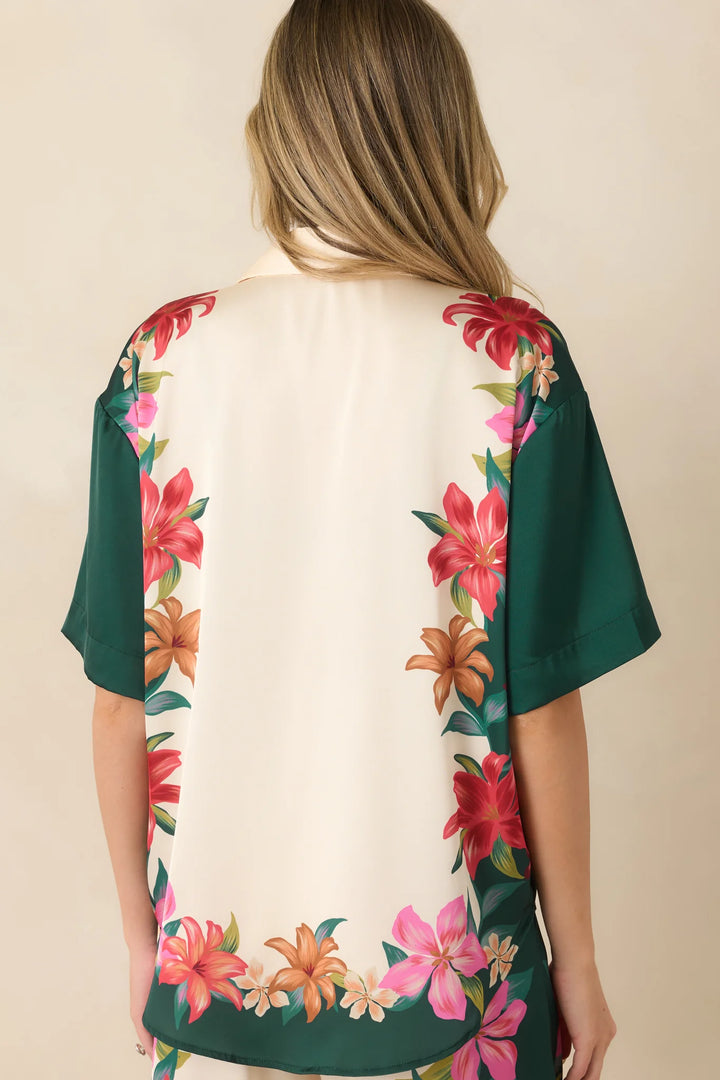 Z Supply Lani Kiwi Teal Multi Floral Button Up Top
