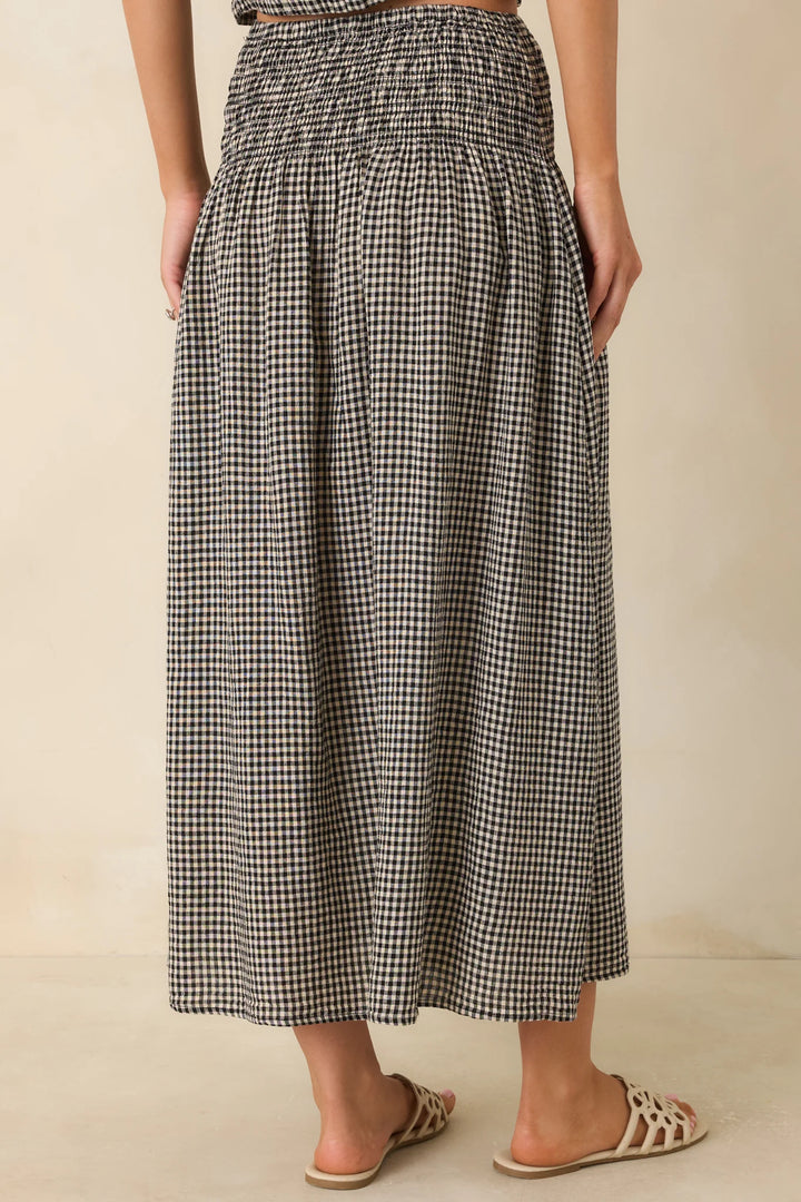 Z Supply Brooke Black Gingham Linen Blend Maxi Skirt
