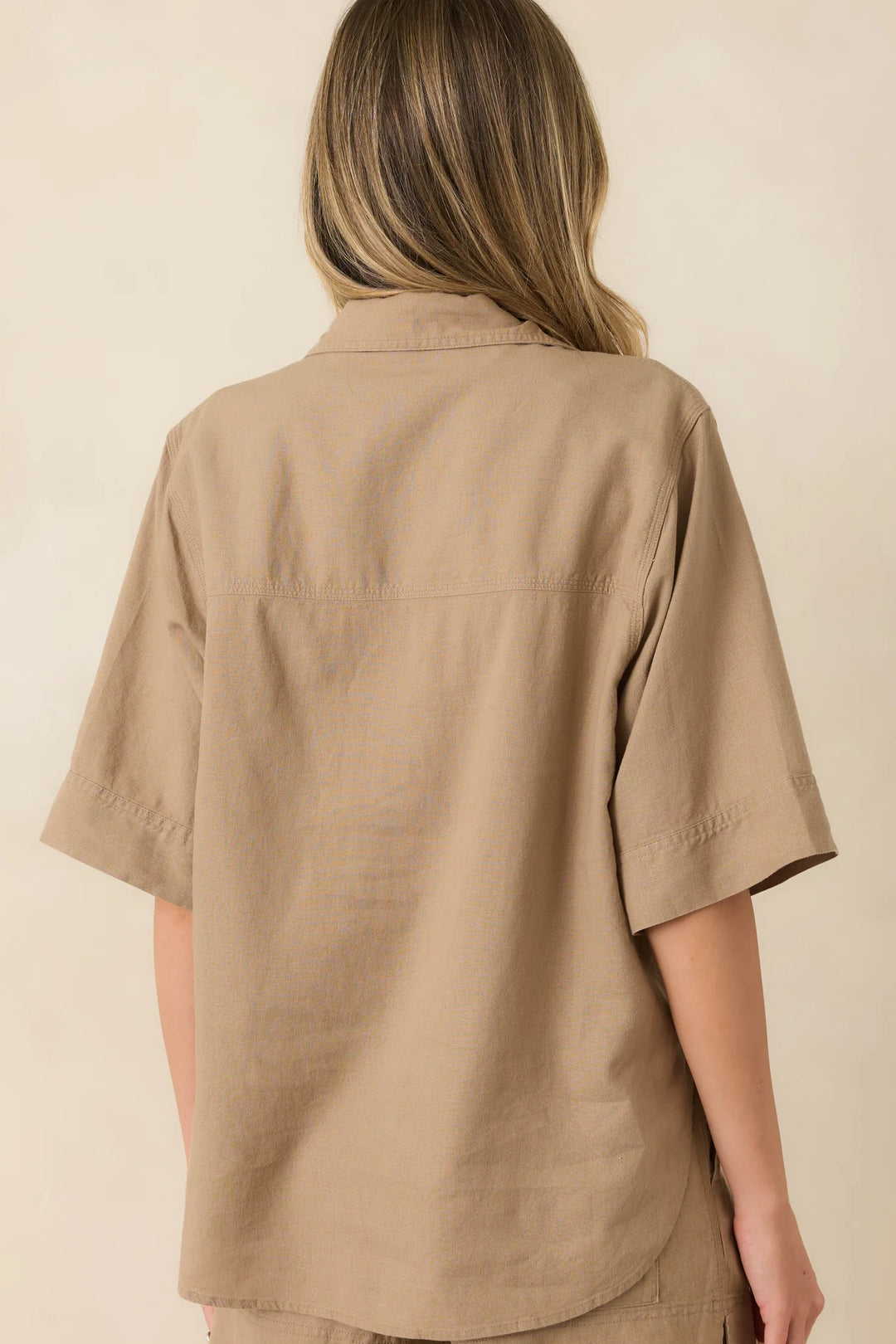 Z Supply Expedition Taro Brown Linen Button Up Top