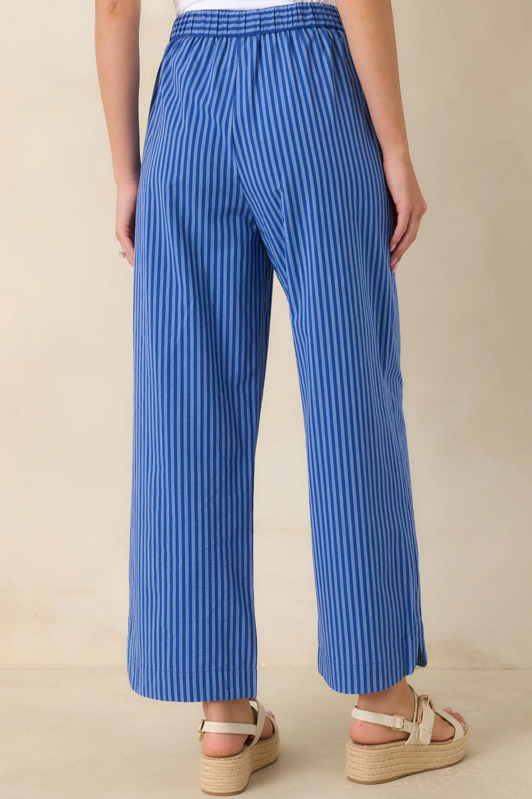 FRNCH Annunziata Electric Blue Cotton Stripe Pants