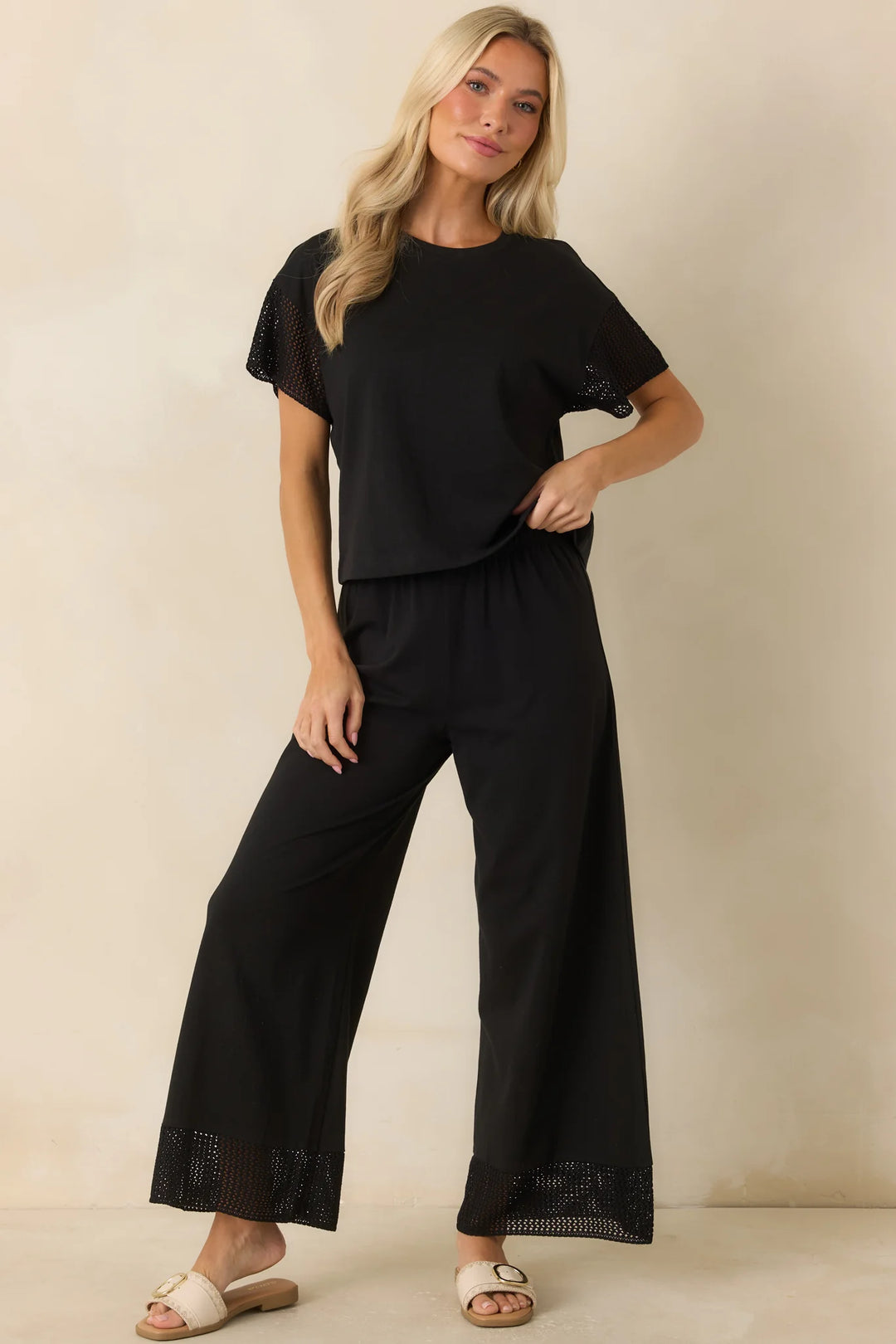 Z Supply Banyan Black Crochet Pants