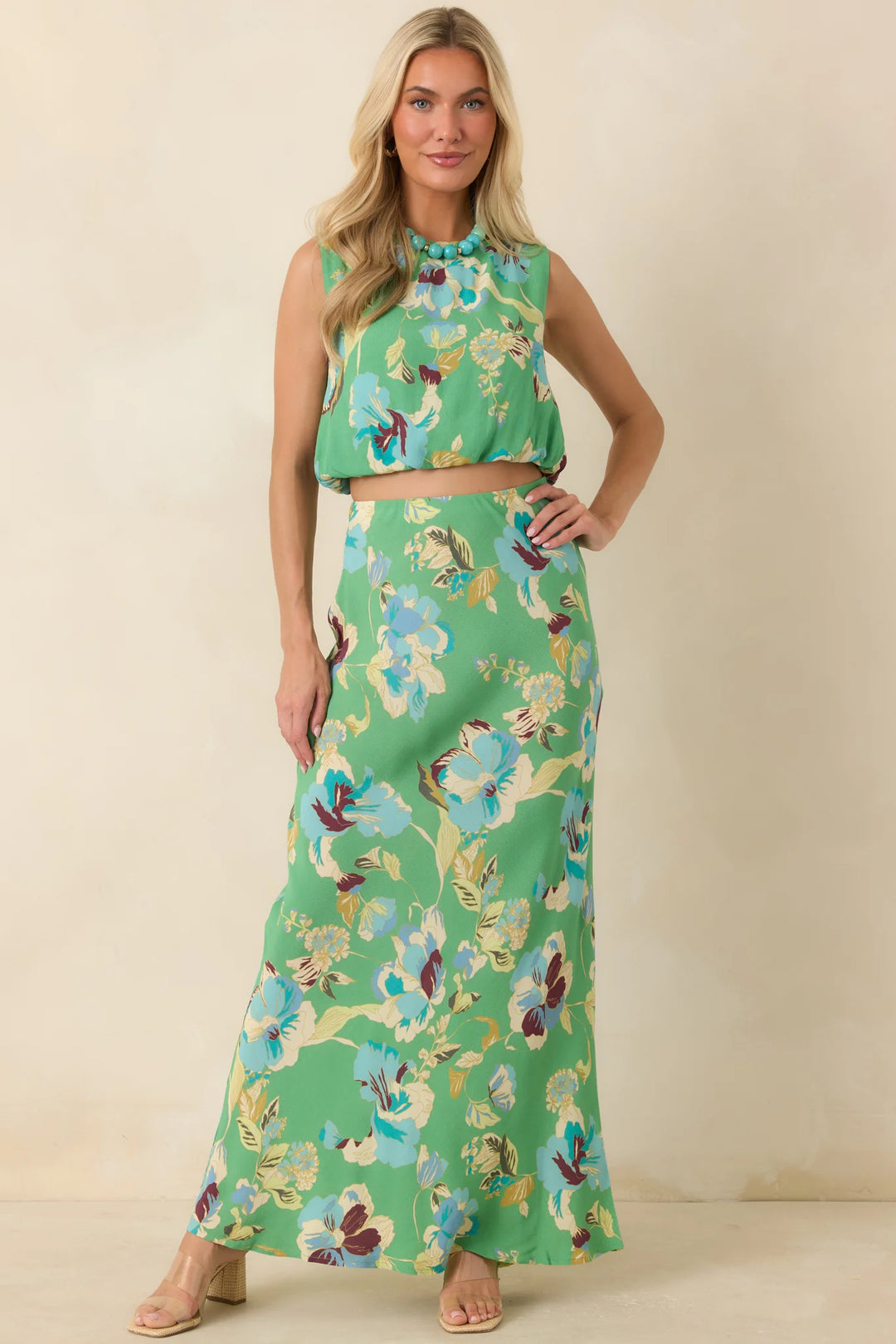 MINKPINK Cyprus Green Floral Bubble Top