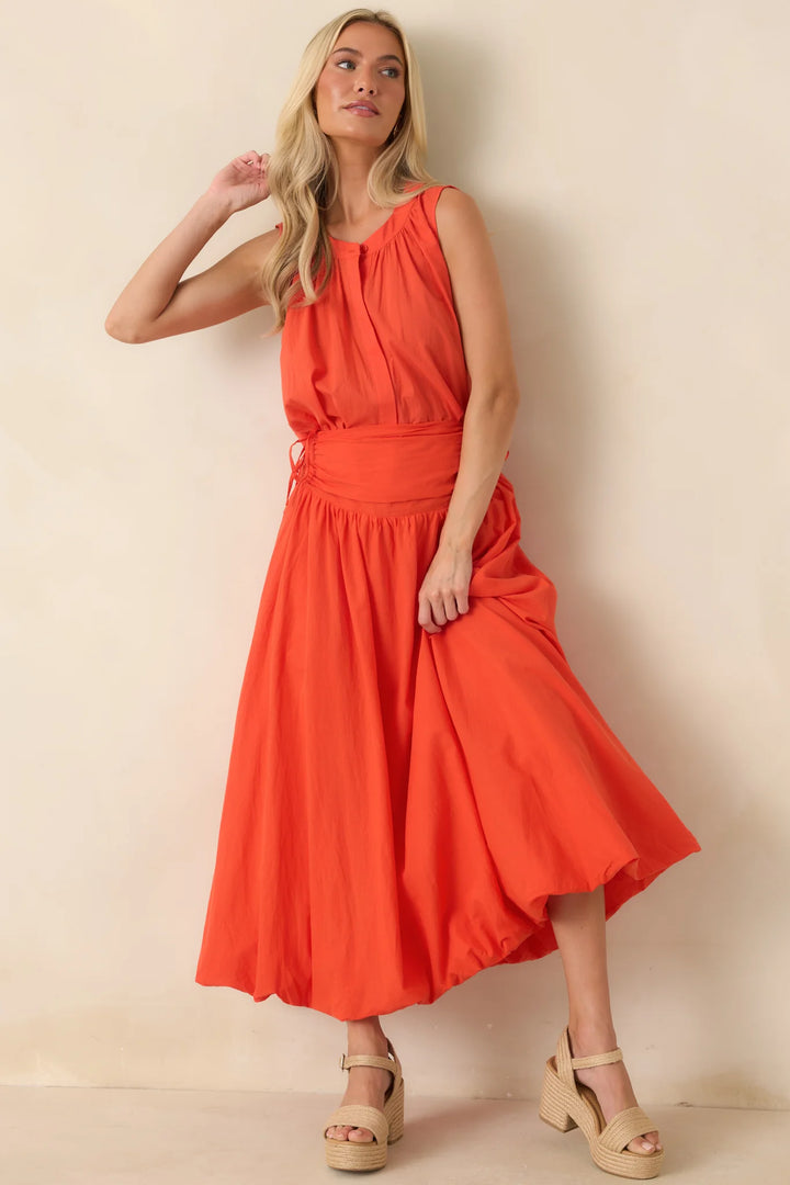FRNCH Nunzio Coral Orange Cotton Sleeveless Blouse
