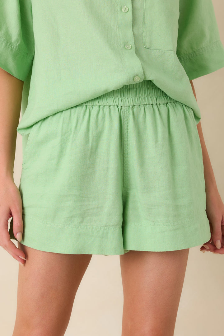 Z Supply Expedition Light Green Linen Blend Relaxed Fit Shorts