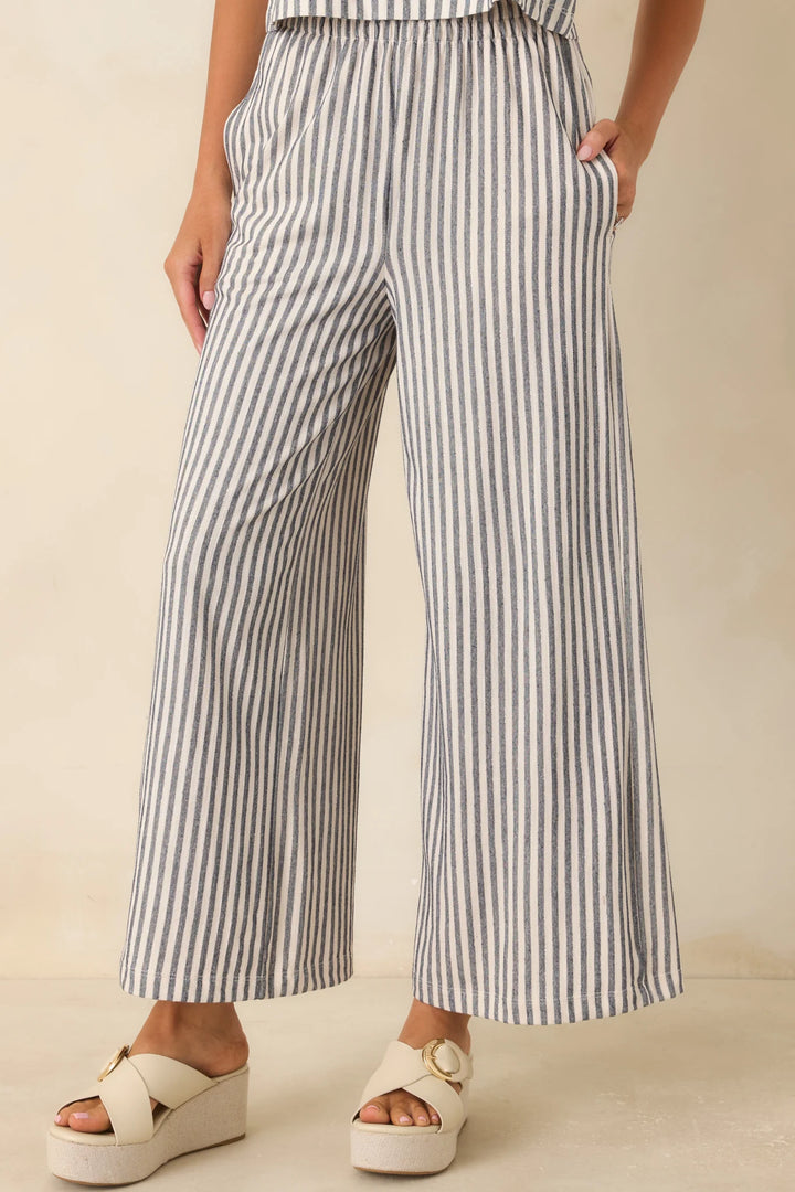 Z Supply Scout Navy & Ivory Cotton Knit Stripe Pants