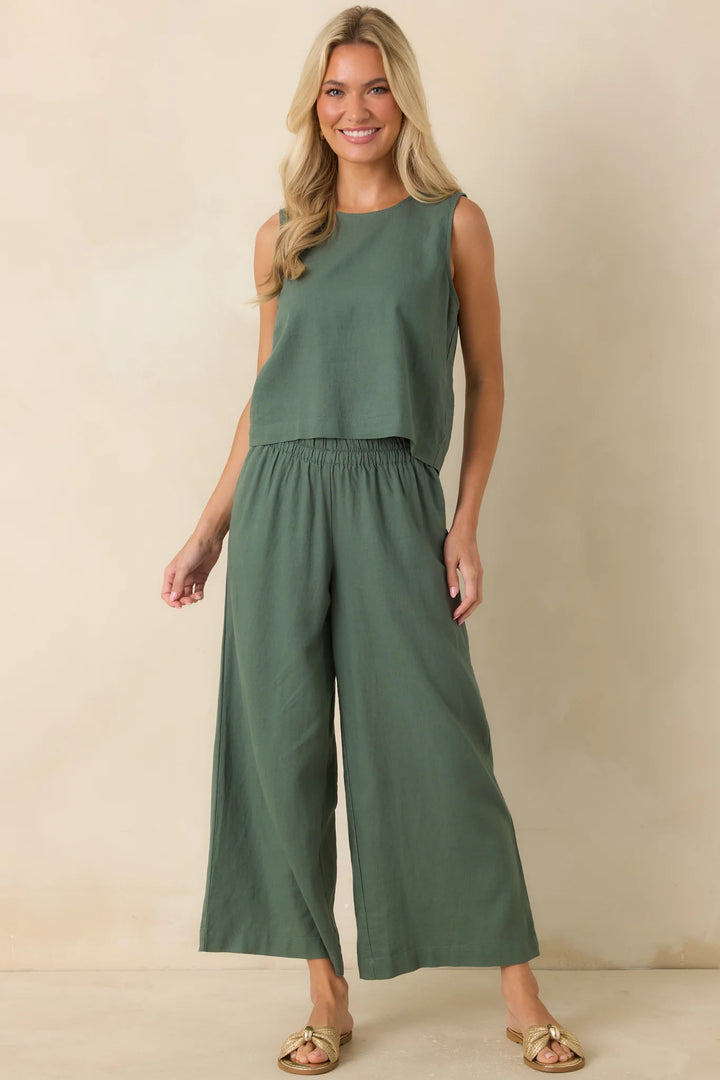 Z Supply Scout Everglade Green Linen Pants