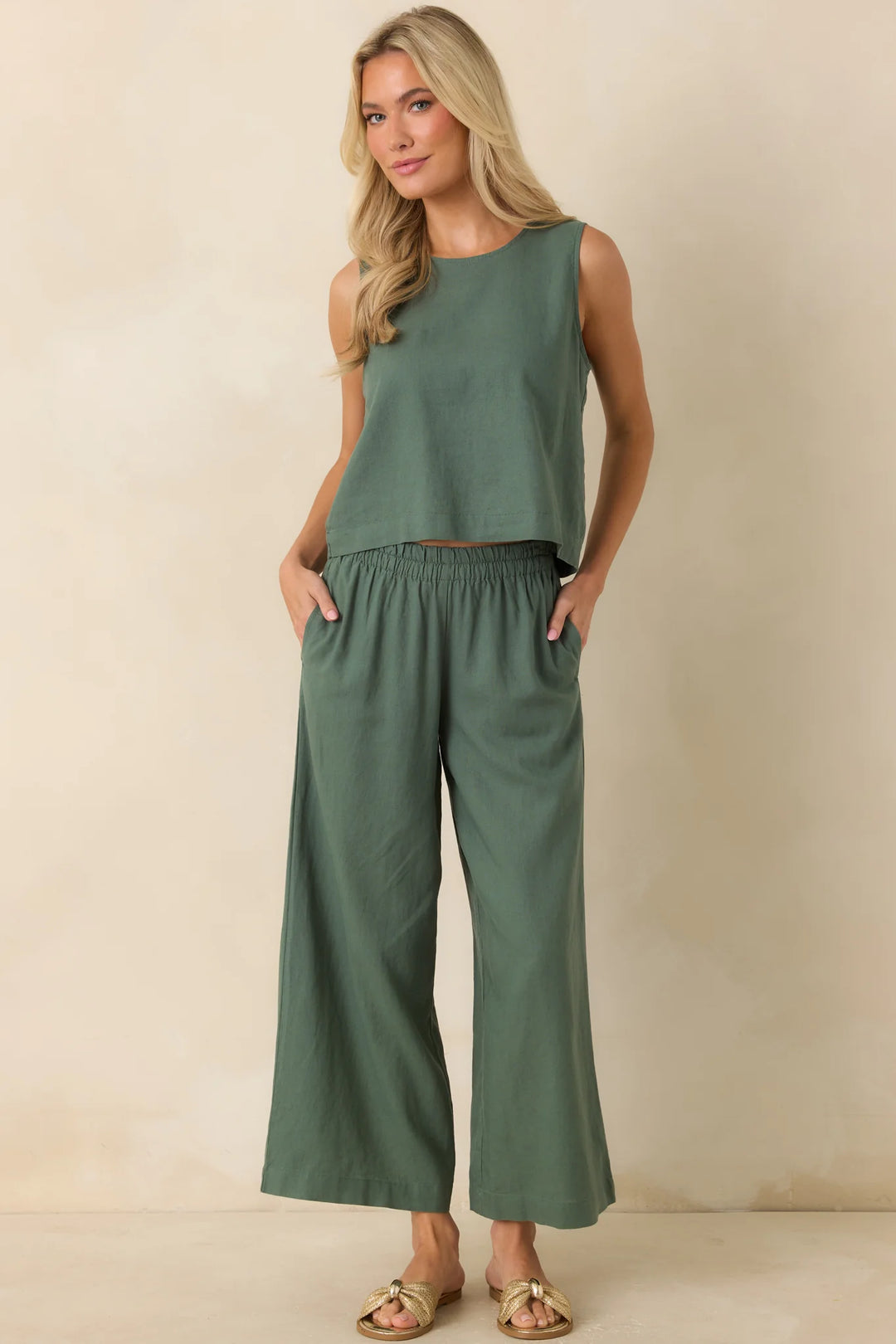 Z Supply Scout Everglade Green Linen Pants