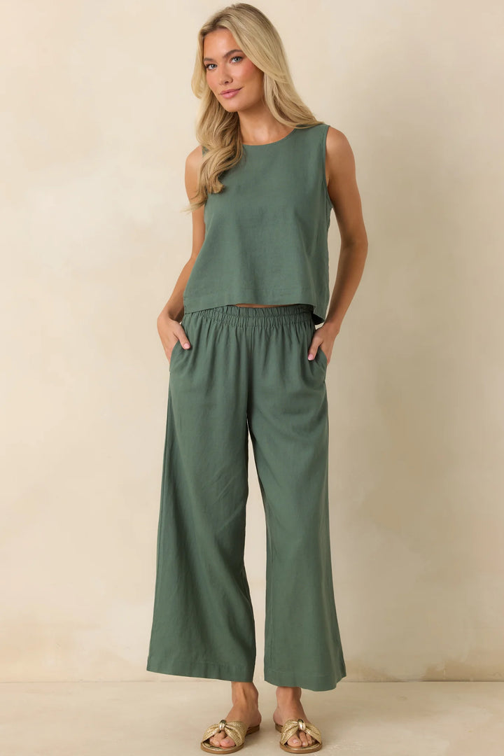 Z Supply Scout Everglade Green Linen Pants