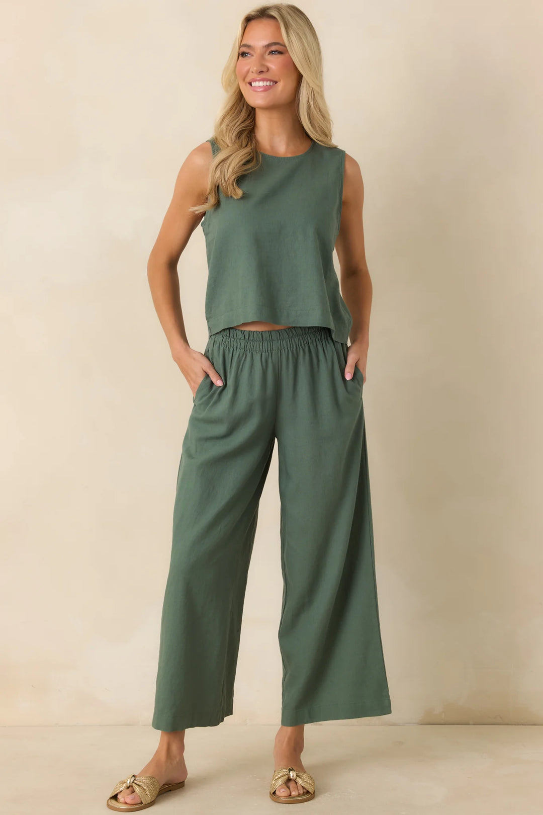 Z Supply Scout Everglade Green Linen Pants