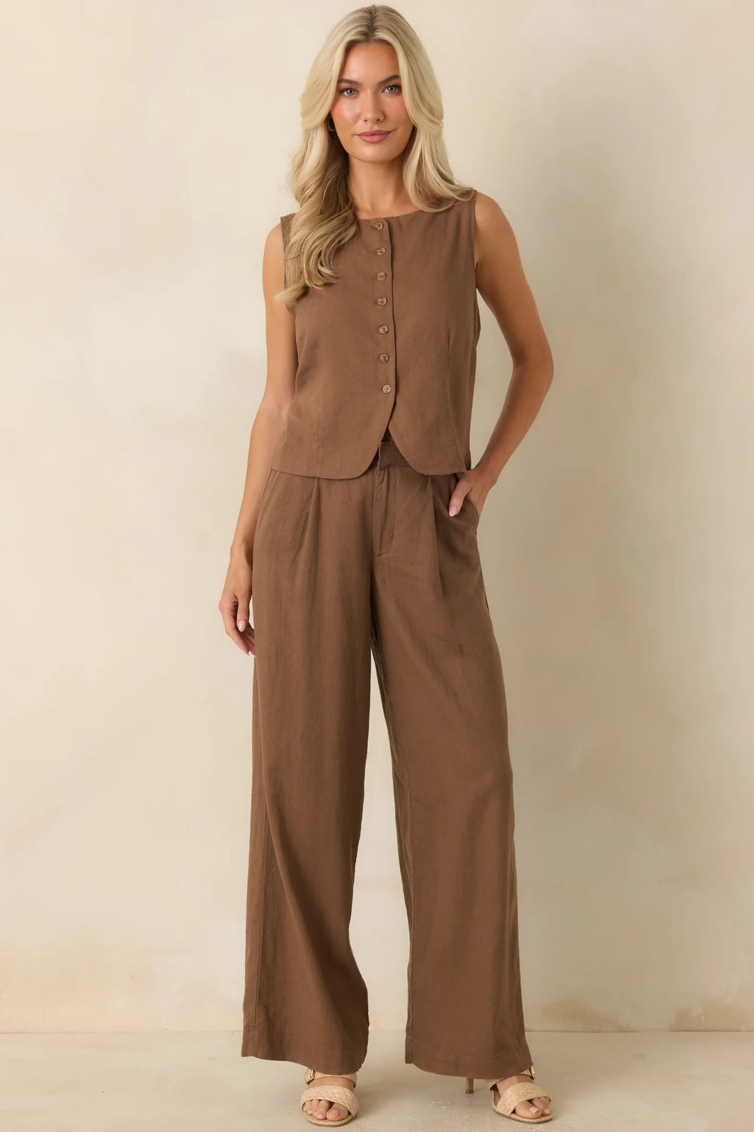 Z Supply Overlook Chestnut Brown Linen Pants