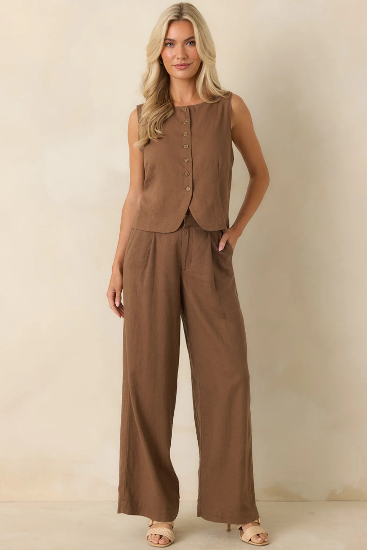 Z Supply Overlook Chestnut Brown Linen Pants