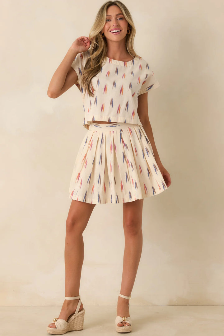 Instant Film Summer Ivory Multi Print Cotton Crop Top