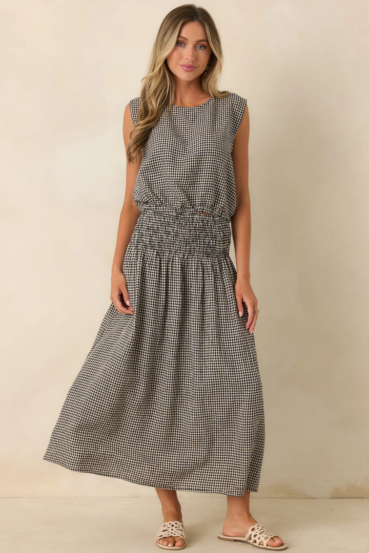 Z Supply Merit Black Gingham Linen Blend Cropped Top