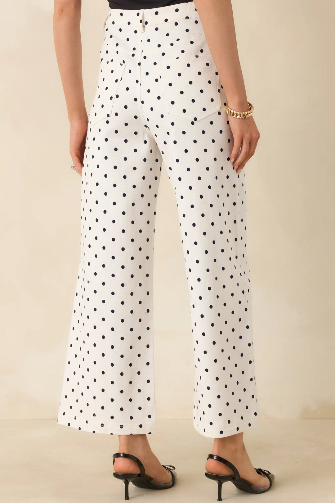 Feeling Spot On Ivory & Black Polka Dot Cotton Pants