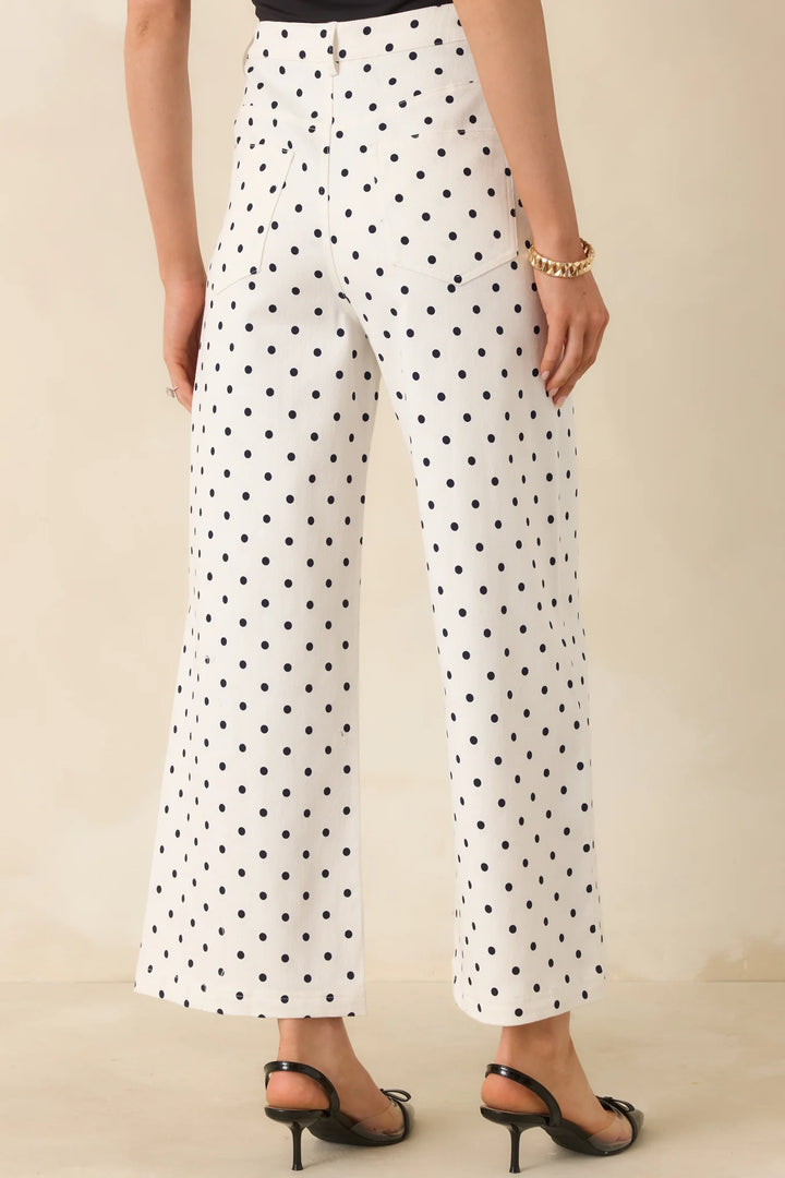 Feeling Spot On Ivory & Black Polka Dot Cotton Pants