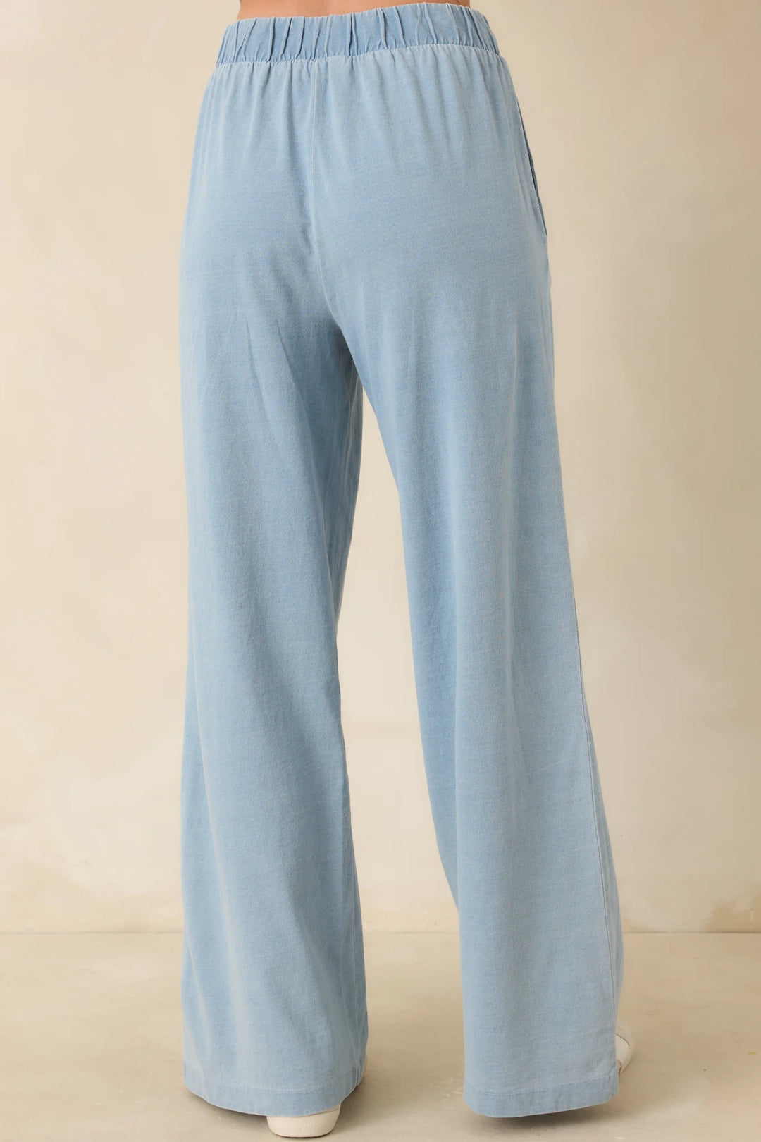 Casual Company Light Denim Blue Cotton Wide Leg Pants