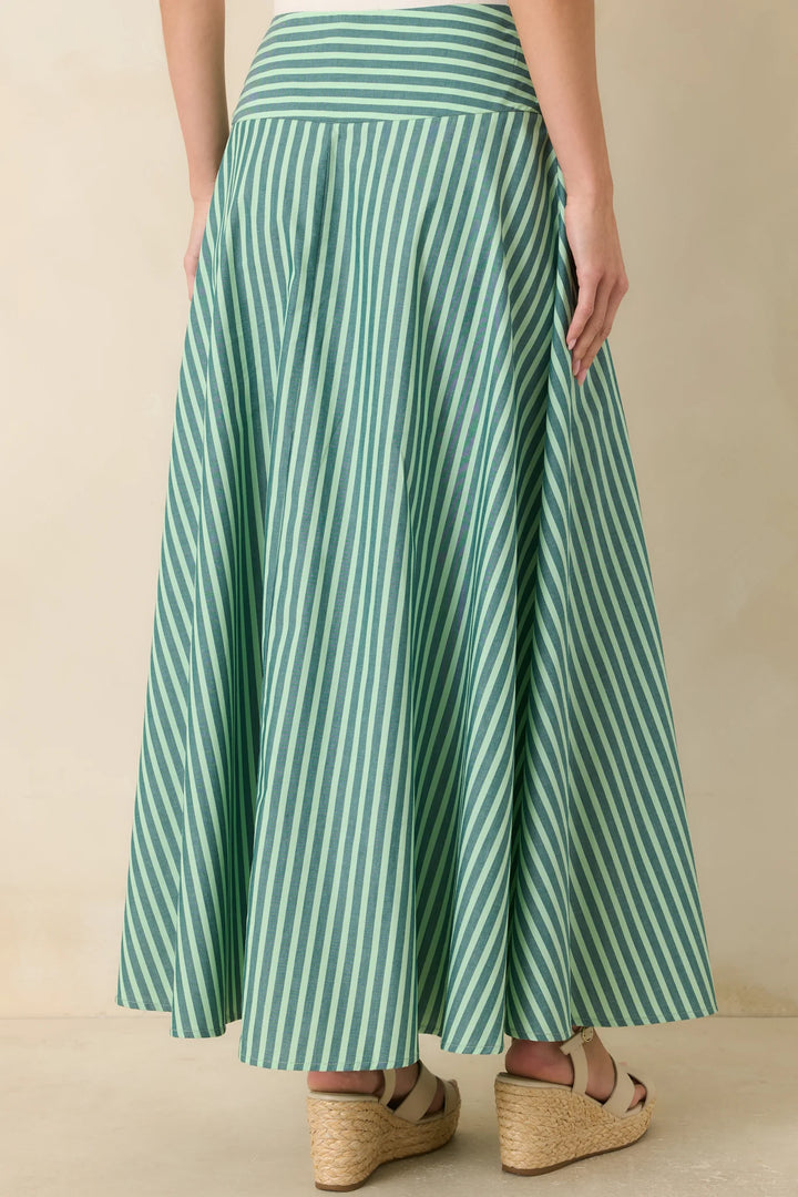 FRNCH Carmine Green Stripe Cotton Maxi Skirt