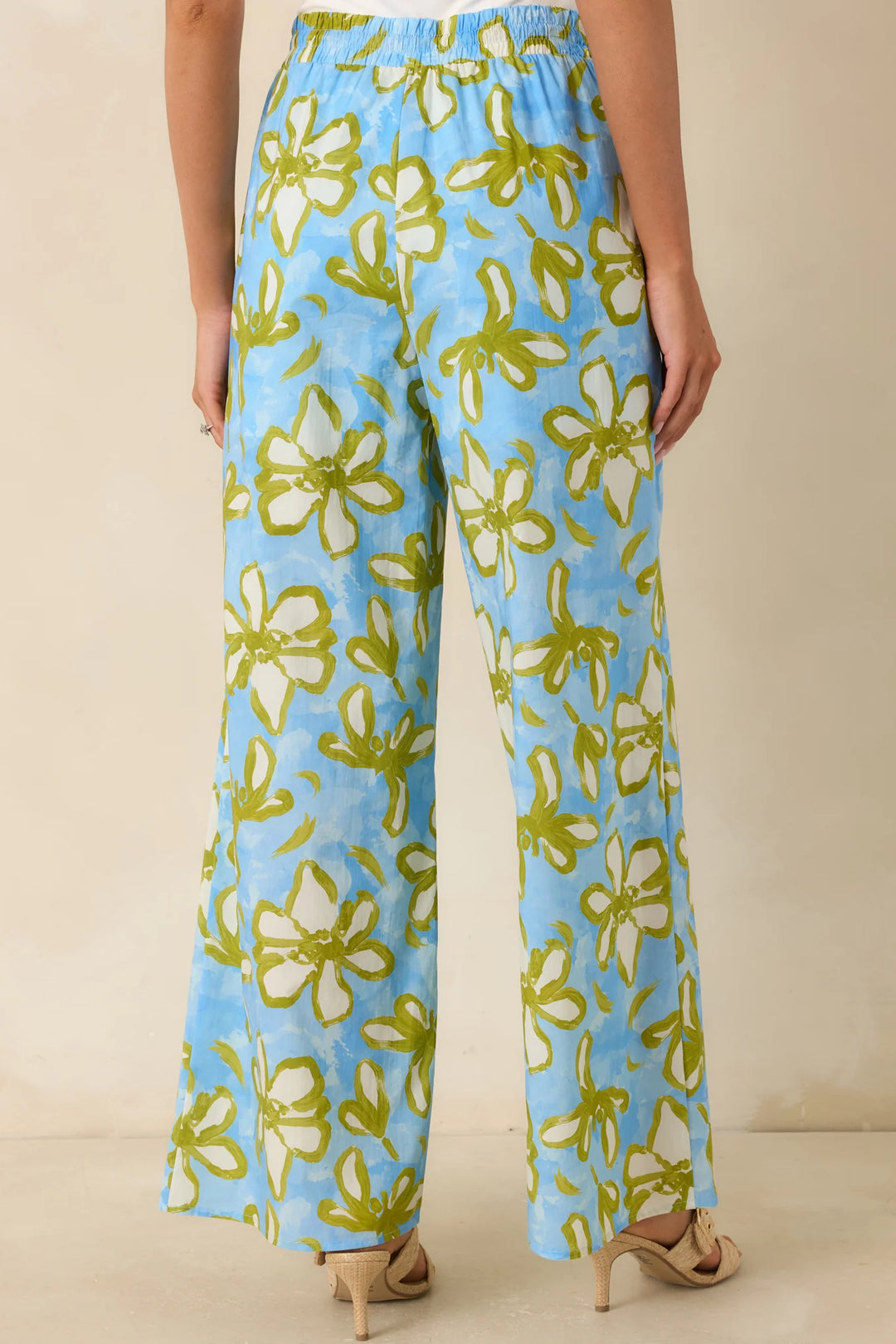 Flower Power Move Blue Floral Cotton Wide Leg Pants