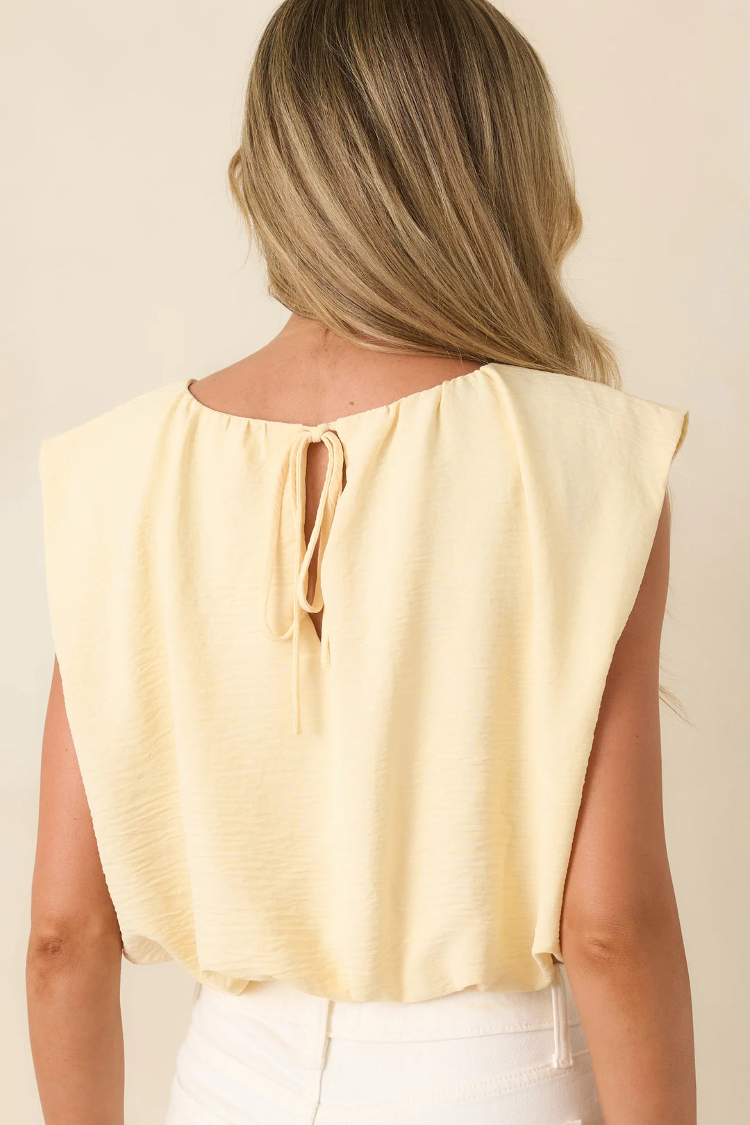 Ebb and Flow Light Yellow Blouson Crop Top
