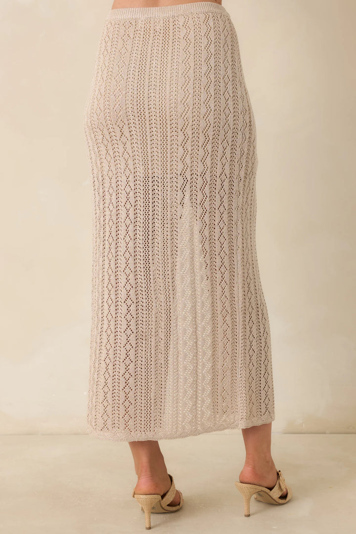 Z Supply Glimmer Gold Metallic Pointelle Knit Midi Skirt