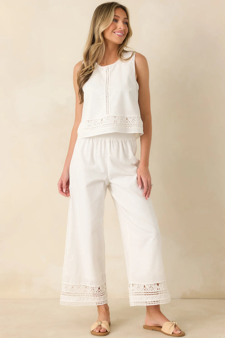 Z Supply Sloane White Embroidered Cotton Linen Top