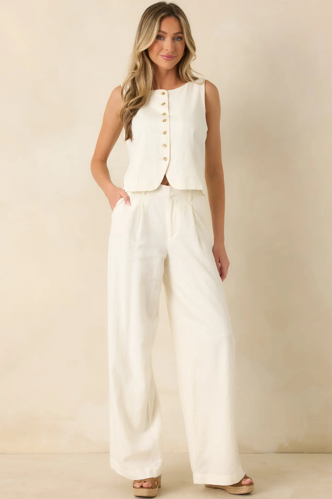 Z Supply Overlook Ivory Linen Pants