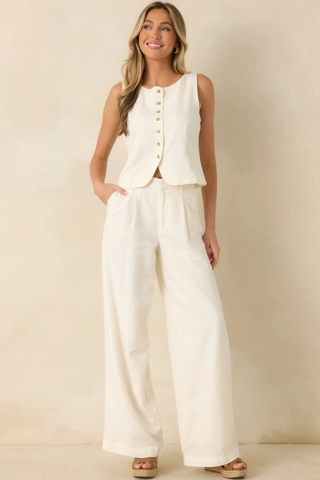 Z Supply Overlook Ivory Linen Pants