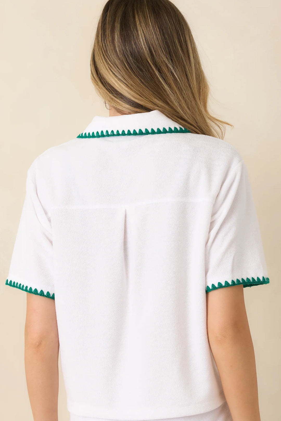Z Supply Miles White Cotton Blend Loop Terry Shirt